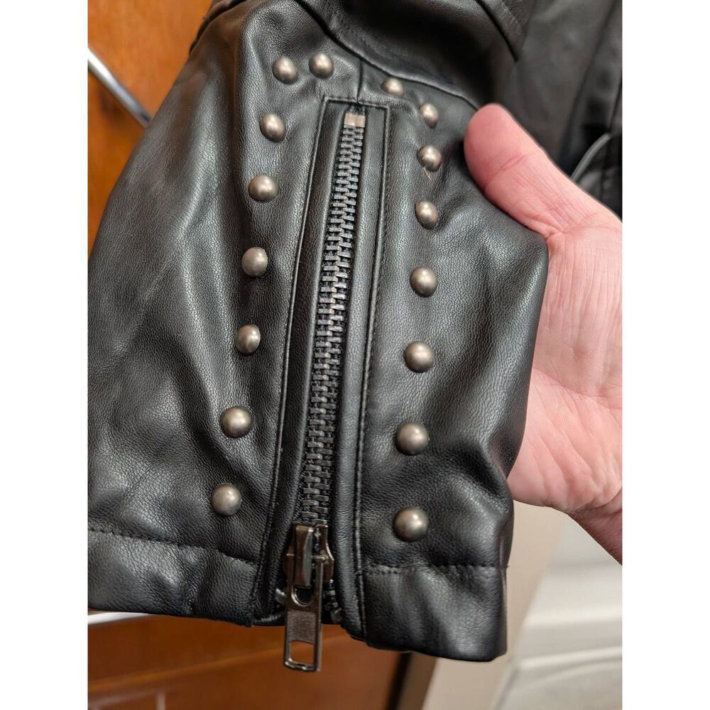 Embroidered Studded Moto Faux Leather Jacket Women's Large Sugarlips - Picture 5 of 16